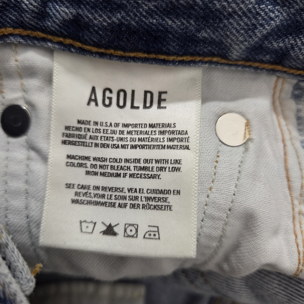 Agolde Lennox Culotte High Rise Denim Shorts Size 23 Casual Boho Blue Wave Jort - Picture 7 of 9